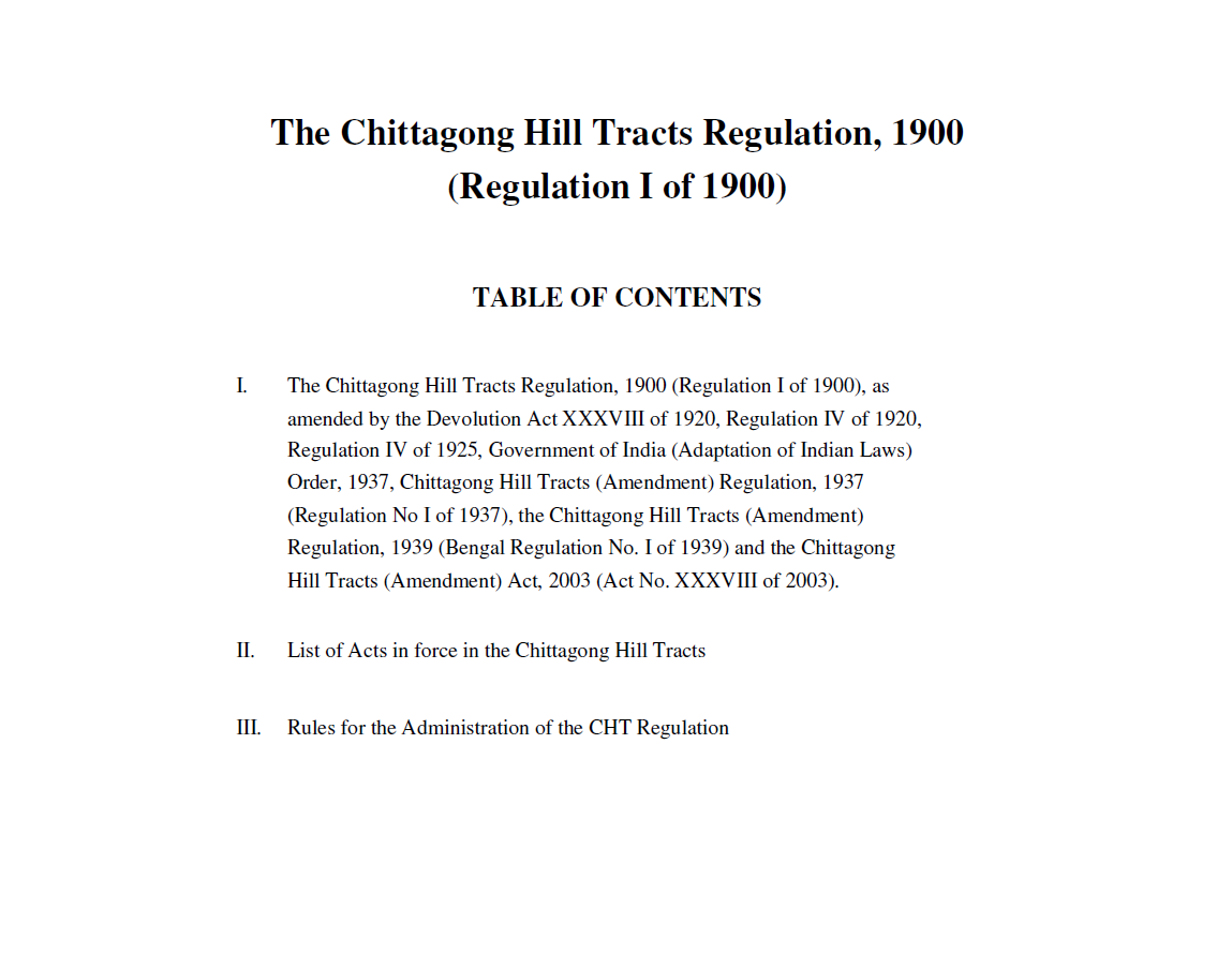The Chittagong Hill Tracts Regulation, 1900