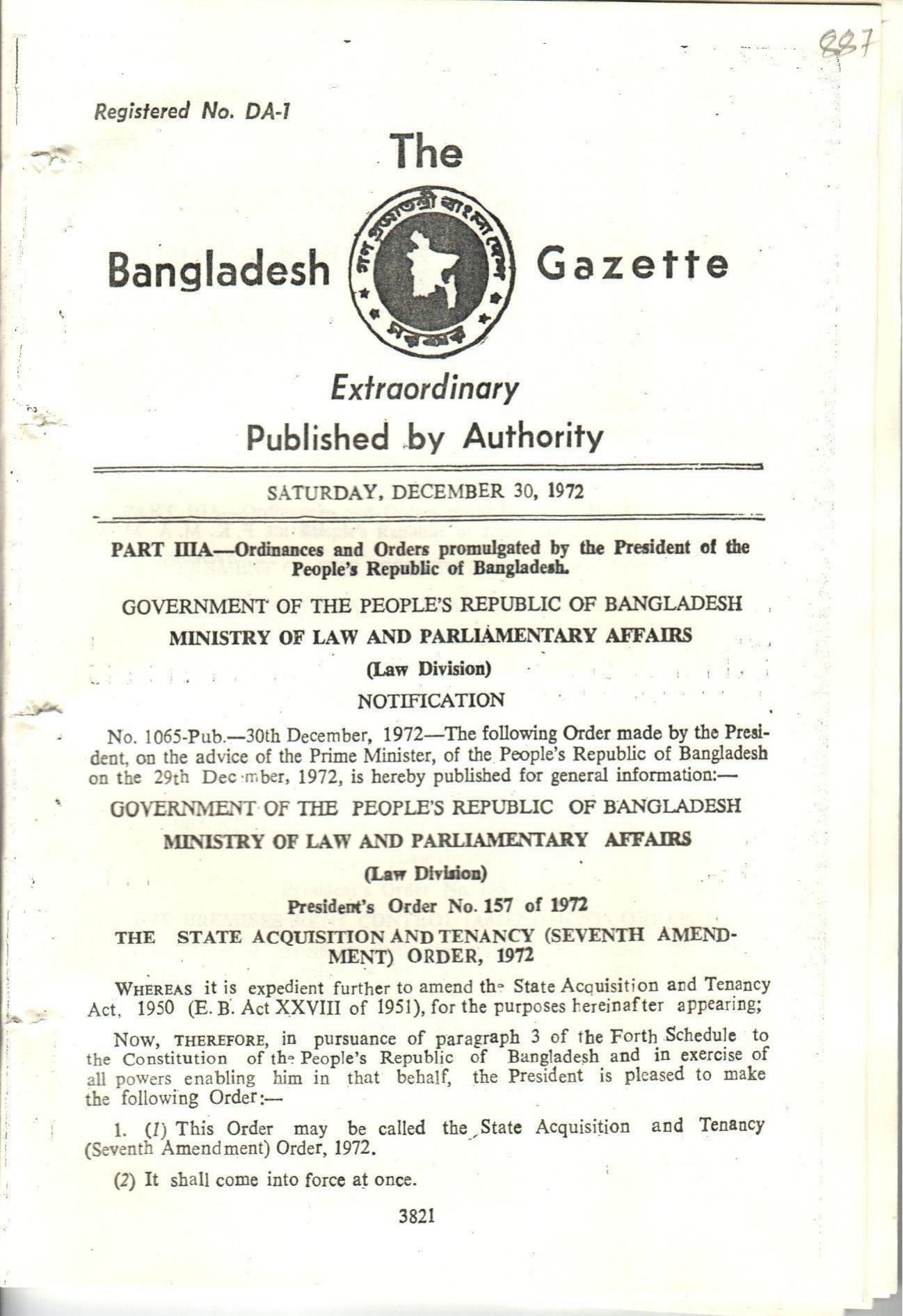 THE STATE ACQUISITION AND TENANCY (SEVENTH AMENDMENT) ORDER,1972
