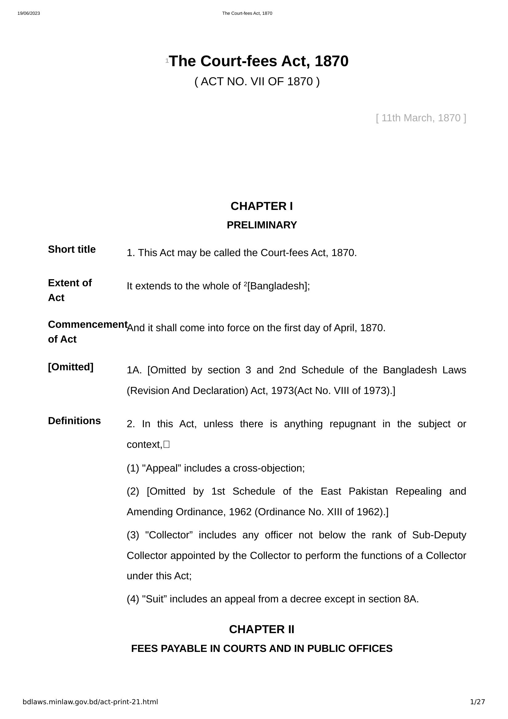 The Court-fees Act, 1870